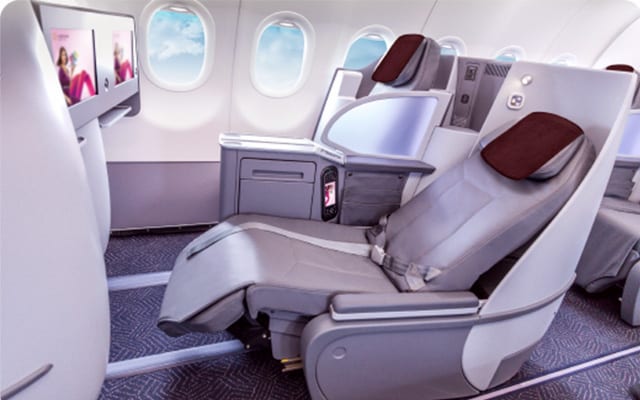 Business class seats in Air India's A321neo planes.